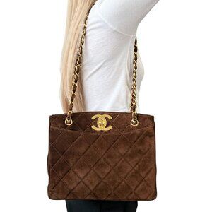 CHANEL Vintage CC Logo Matelasse Chain Shoulder Bag Turnlock Brown Gold [105638]
